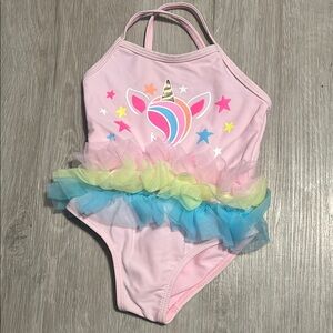 4/$20 Pink Unicorn Swimsuit with Rainbow Tulle